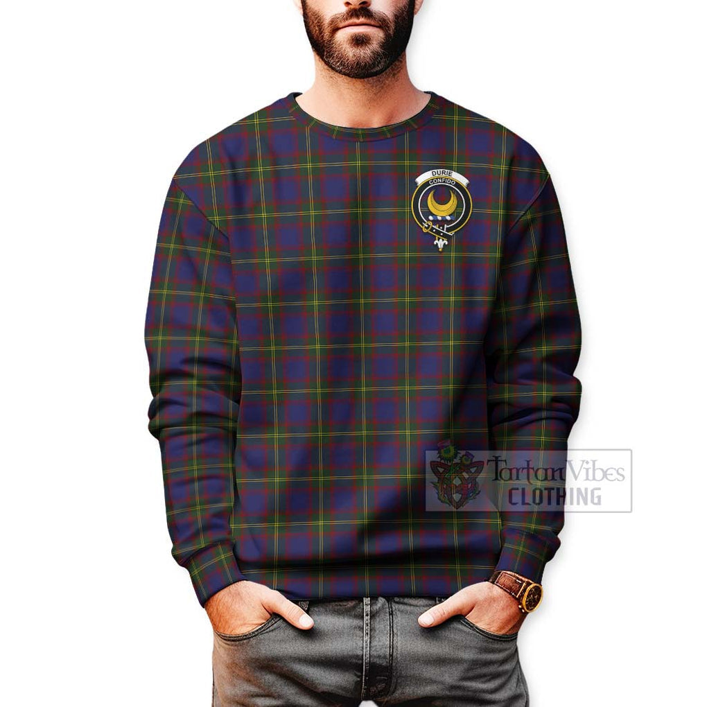 Durie Tartan Sweatshirt with Family Crest Celtic Skull Style - Tartan Vibes Clothing