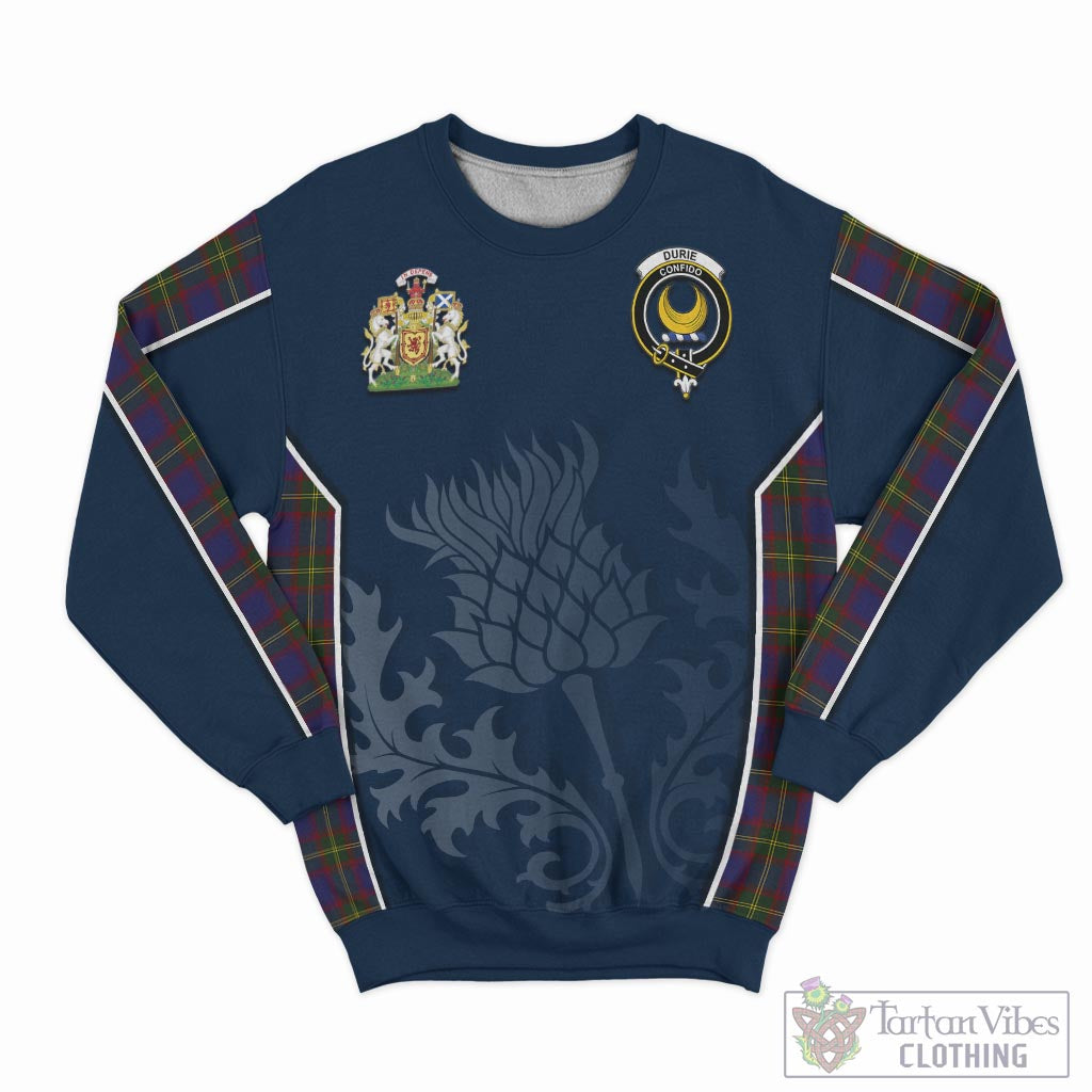 Durie Tartan Sweatshirt with Family Crest and Scottish Thistle Vibes Sport Style - Tartan Vibes Clothing