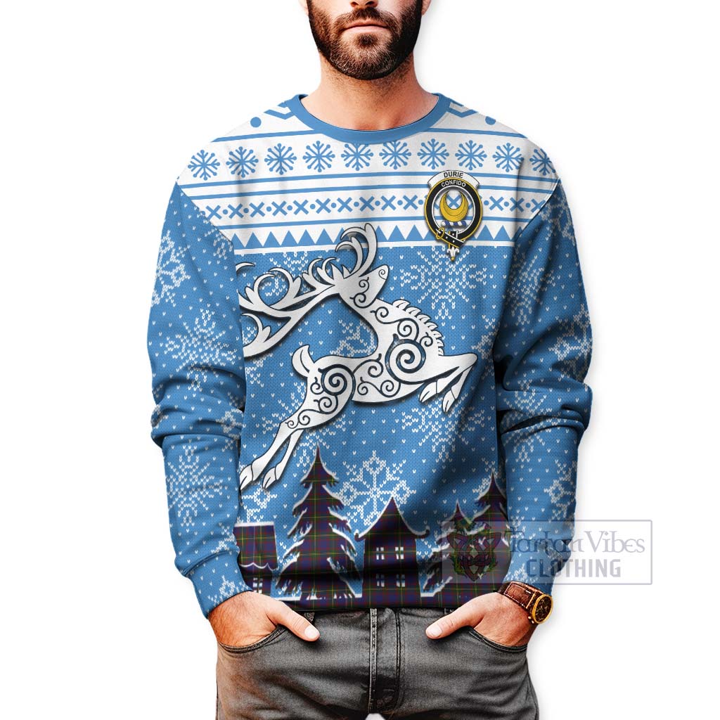 Durie Clan Christmas Sweatshirt Celtic Reindeer Style - Tartan Vibes Clothing