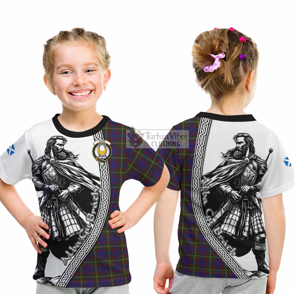 Durie Tartan Clan Crest Kid T-Shirt with Highlander Warrior Celtic Style - Tartan Vibes Clothing