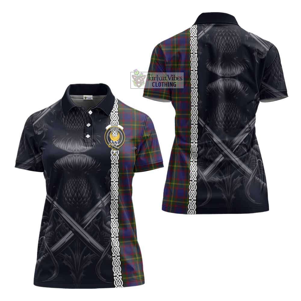 Tartan Vibes Clothing Durie Tartan Women's Polo Shirt with Family Crest Cross Sword Thistle Celtic Vibes