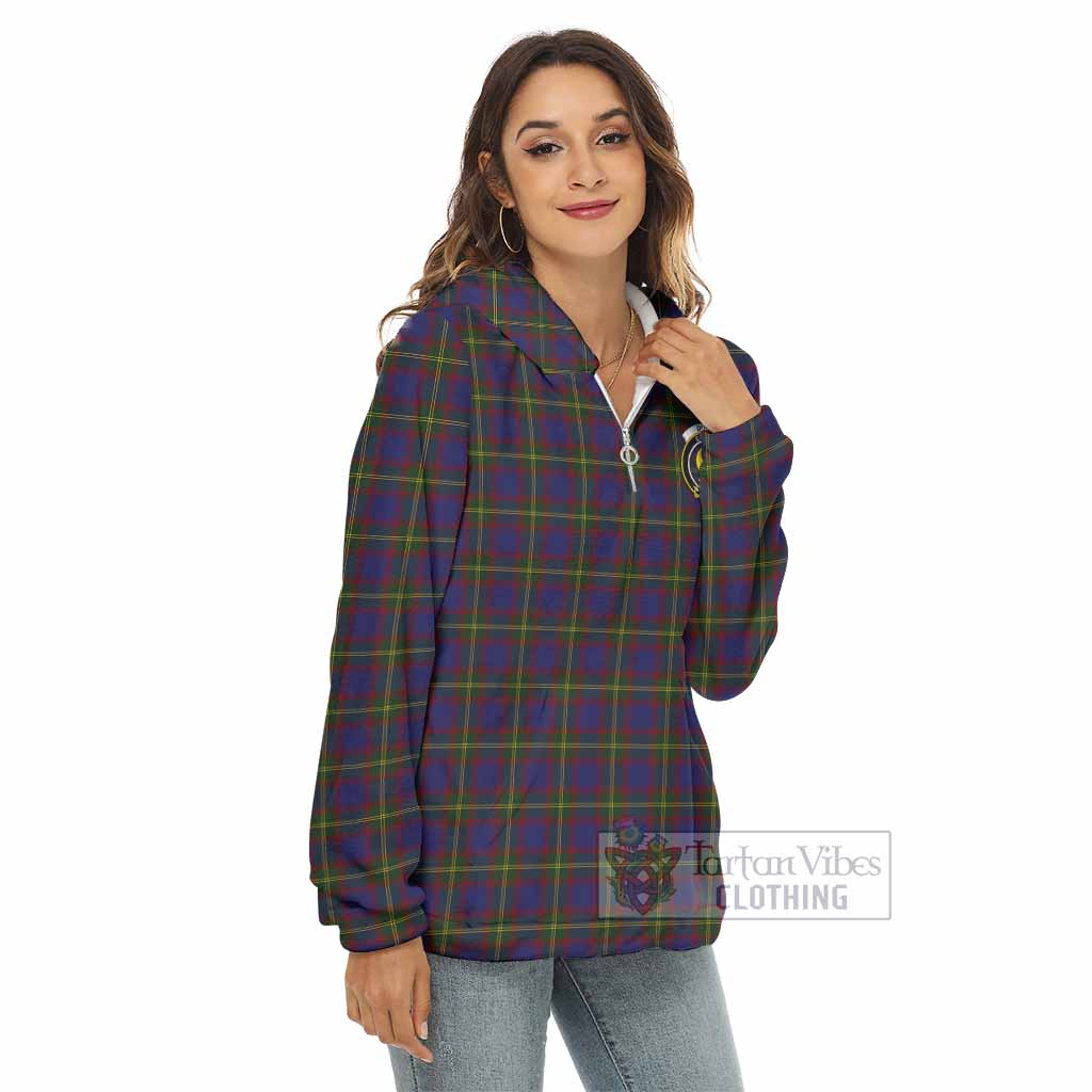 Durie Tartan Women's Borg Fleece Hoodie with Half Zip with Family Crest - Tartan Vibes Clothing