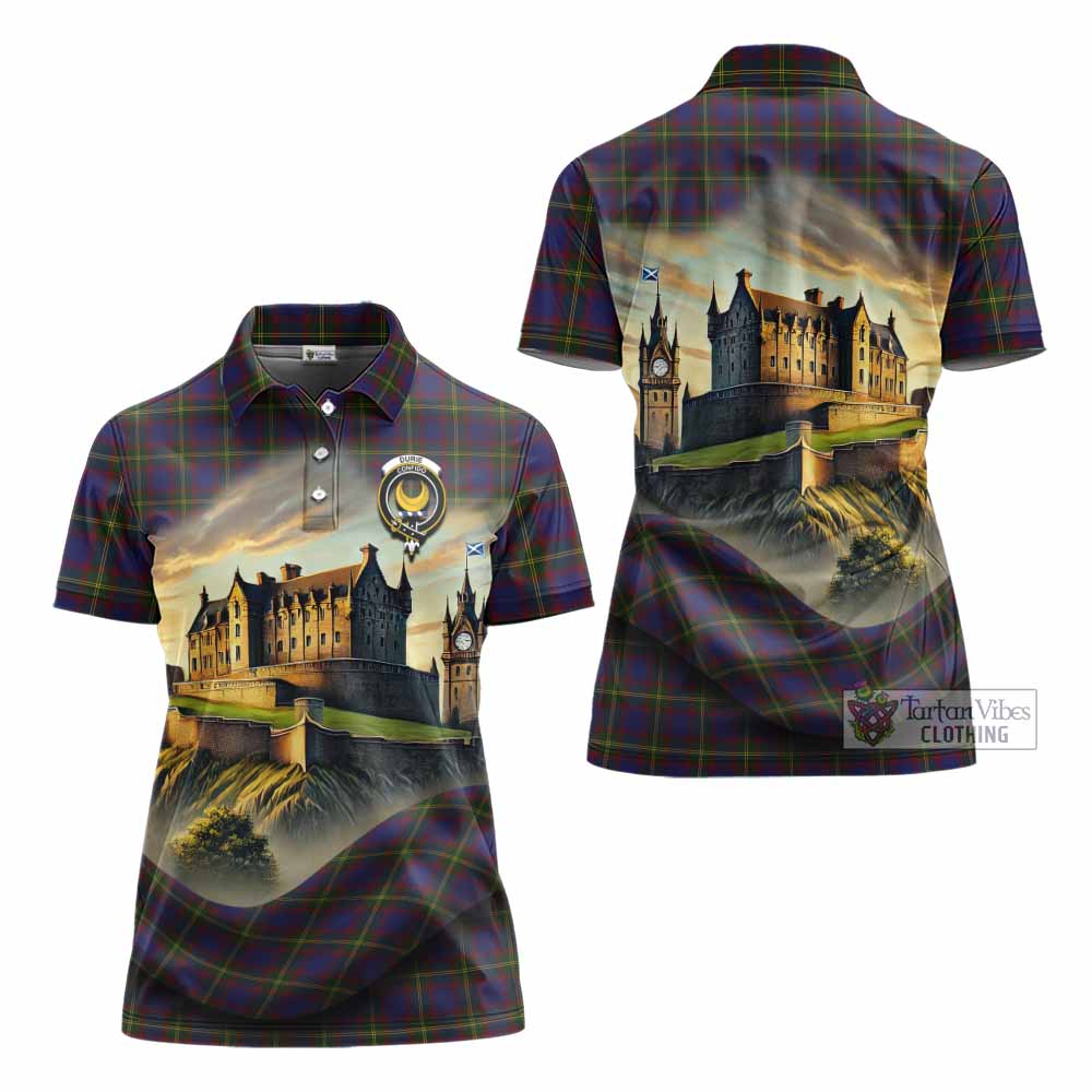 Durie Tartan Family Crest Women's Polo Shirt with Scottish Ancient Castle Style - Tartan Vibes Clothing