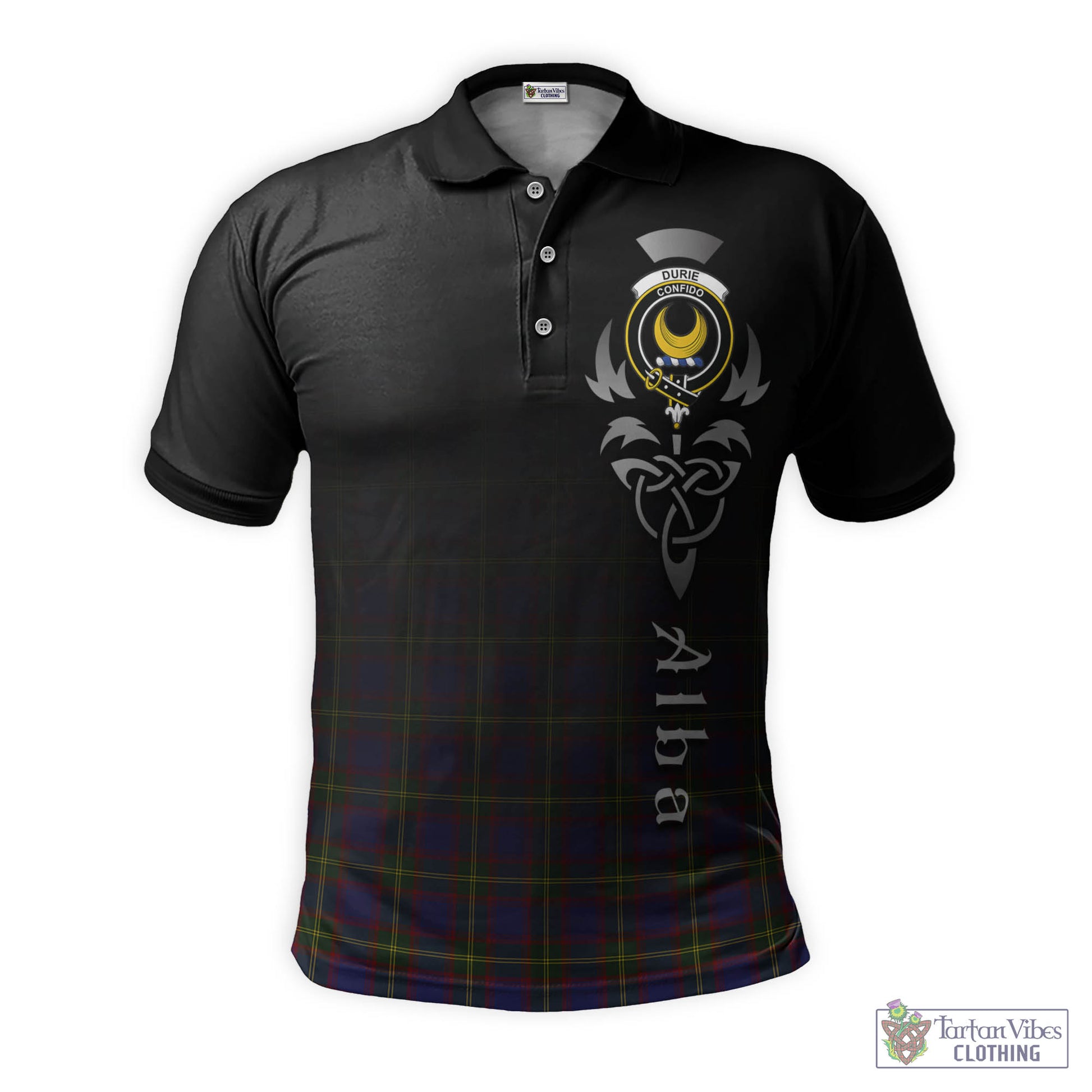 Durie Tartan Polo Shirt Featuring Alba Gu Brath Family Crest Celtic Inspired - Tartan Vibes Clothing