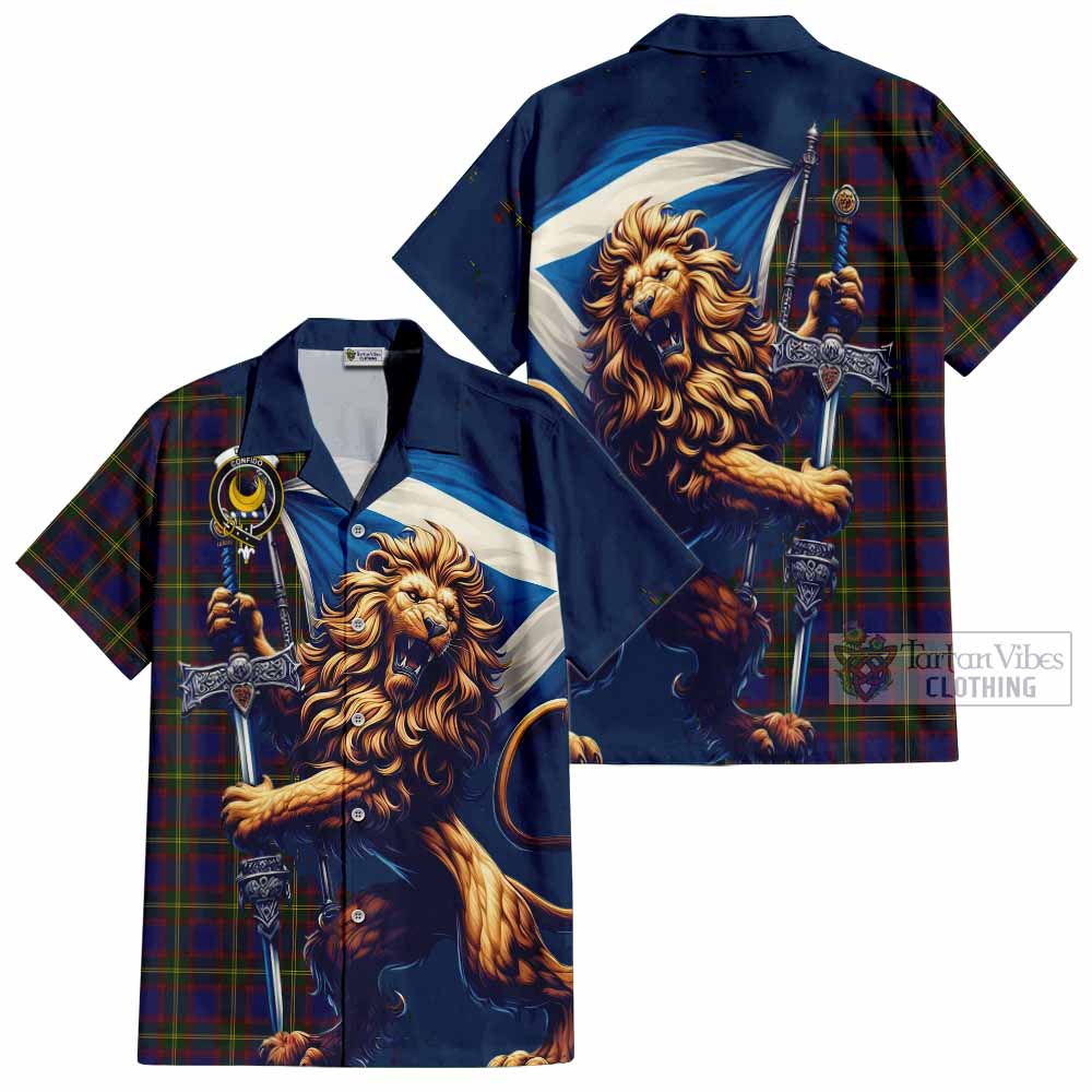 Durie Tartan Family Crest Hawaiian Shirt with Scottish Majestic Lion - Tartan Vibes Clothing