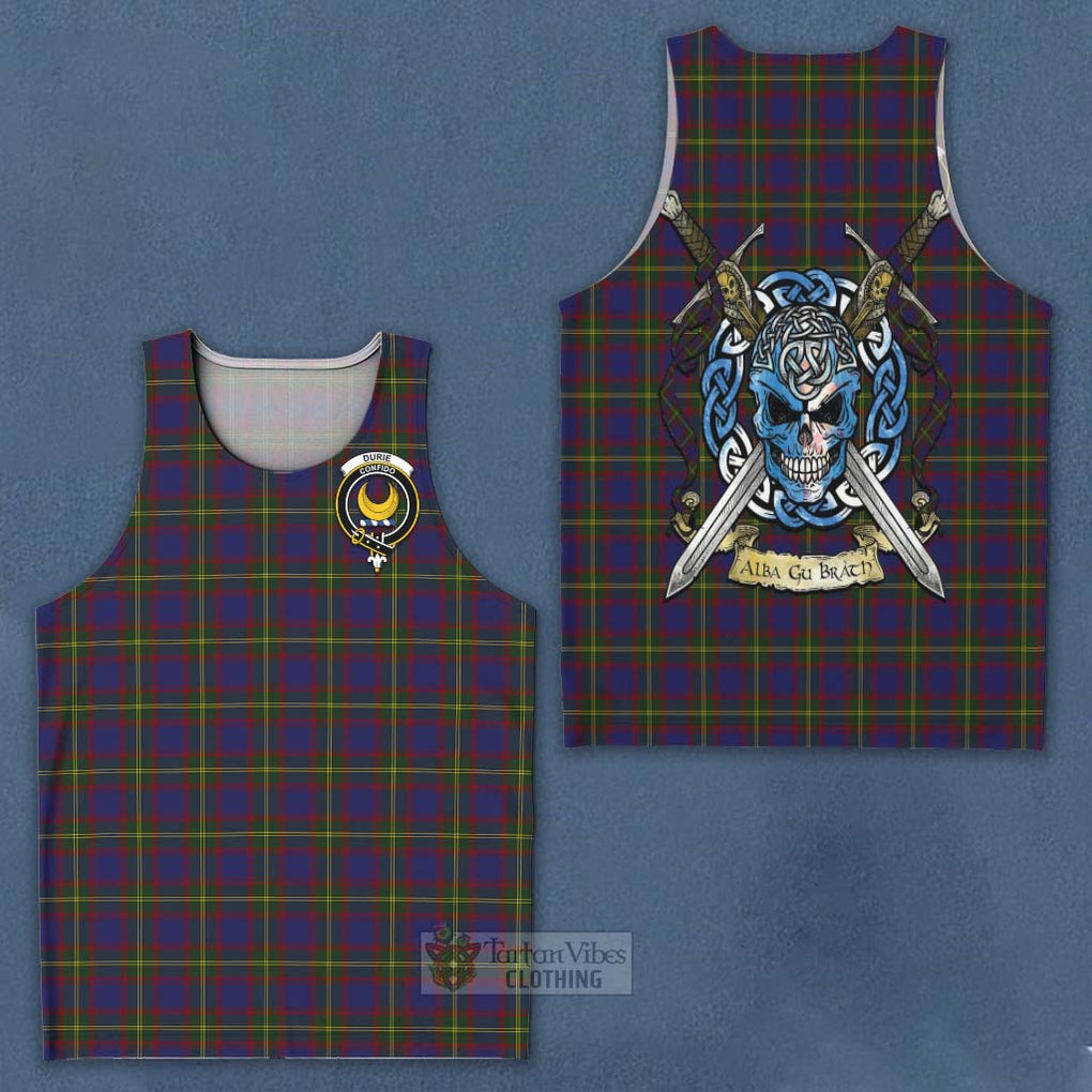 Durie Tartan Men's Tank Top with Family Crest Celtic Skull Style - Tartan Vibes Clothing