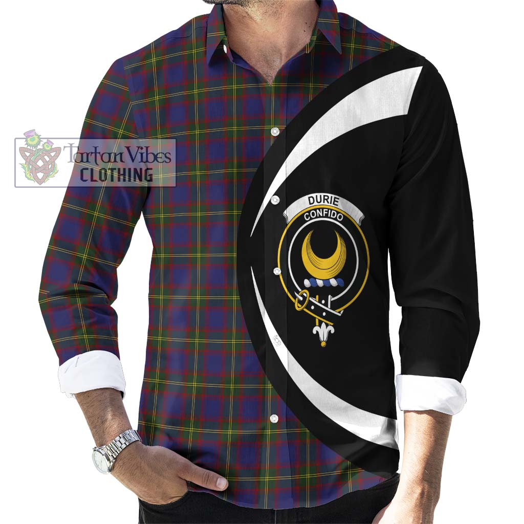 Durie Tartan Long Sleeve Button Up with Family Crest Circle Style - Tartan Vibes Clothing