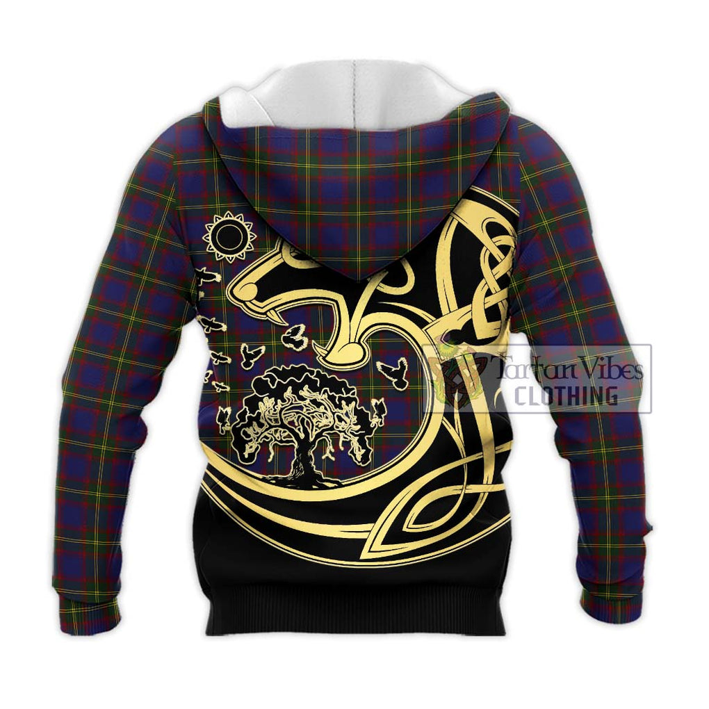 Durie Tartan Knitted Hoodie with Family Crest Celtic Wolf Style - Tartan Vibes Clothing