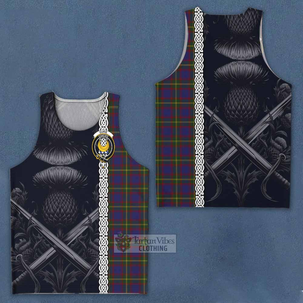Durie Tartan Men's Tank Top with Family Crest Cross Sword Thistle Celtic Vibes - Tartan Vibes Clothing