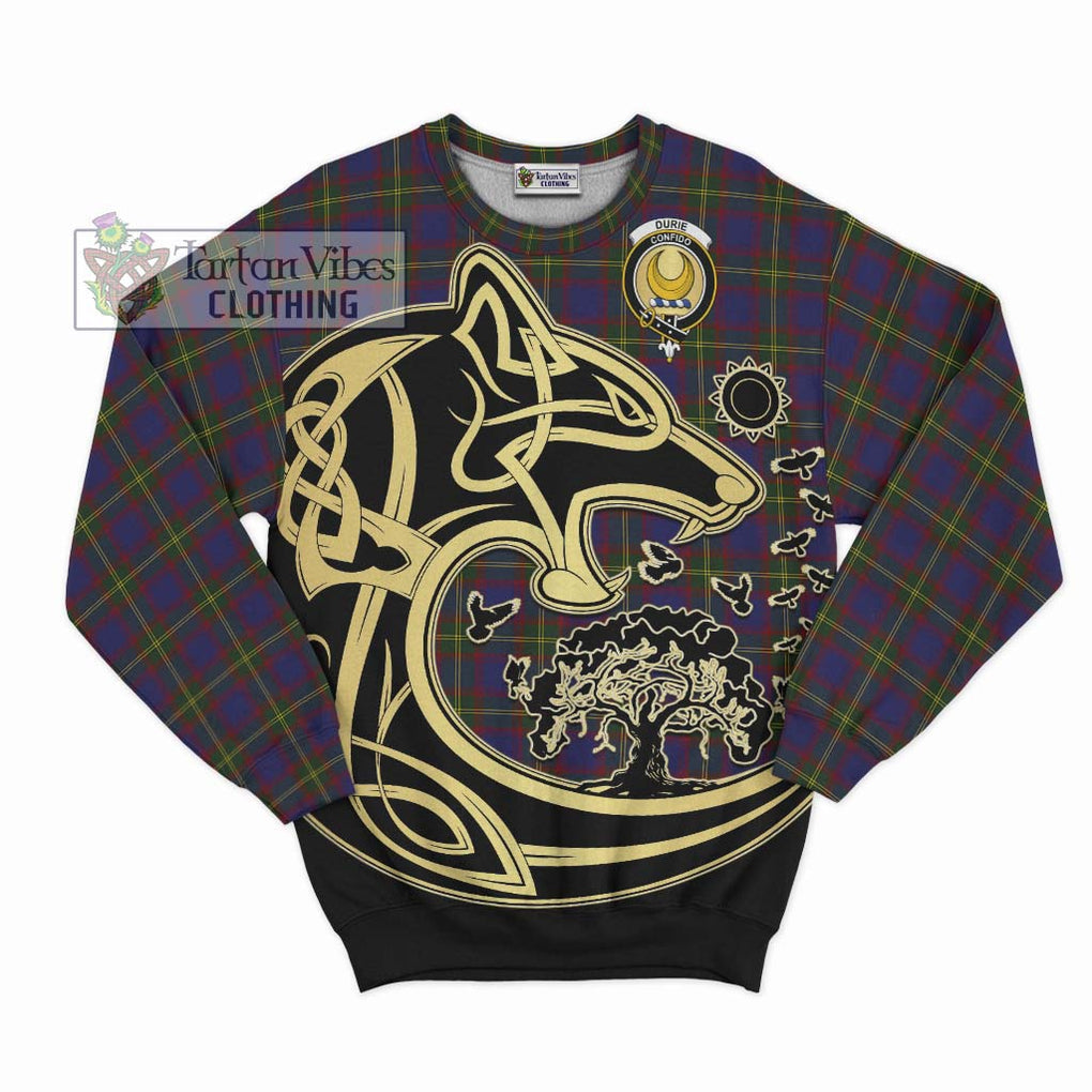 Durie Tartan Sweatshirt with Family Crest Celtic Wolf Style - Tartan Vibes Clothing