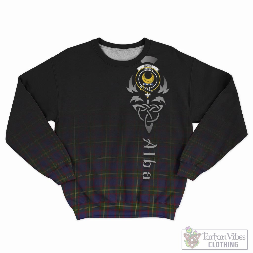Durie Tartan Sweatshirt Featuring Alba Gu Brath Family Crest Celtic Inspired - Tartan Vibes Clothing
