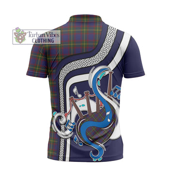 Durie Tartan Zipper Polo Shirt with Epic Bagpipe Style