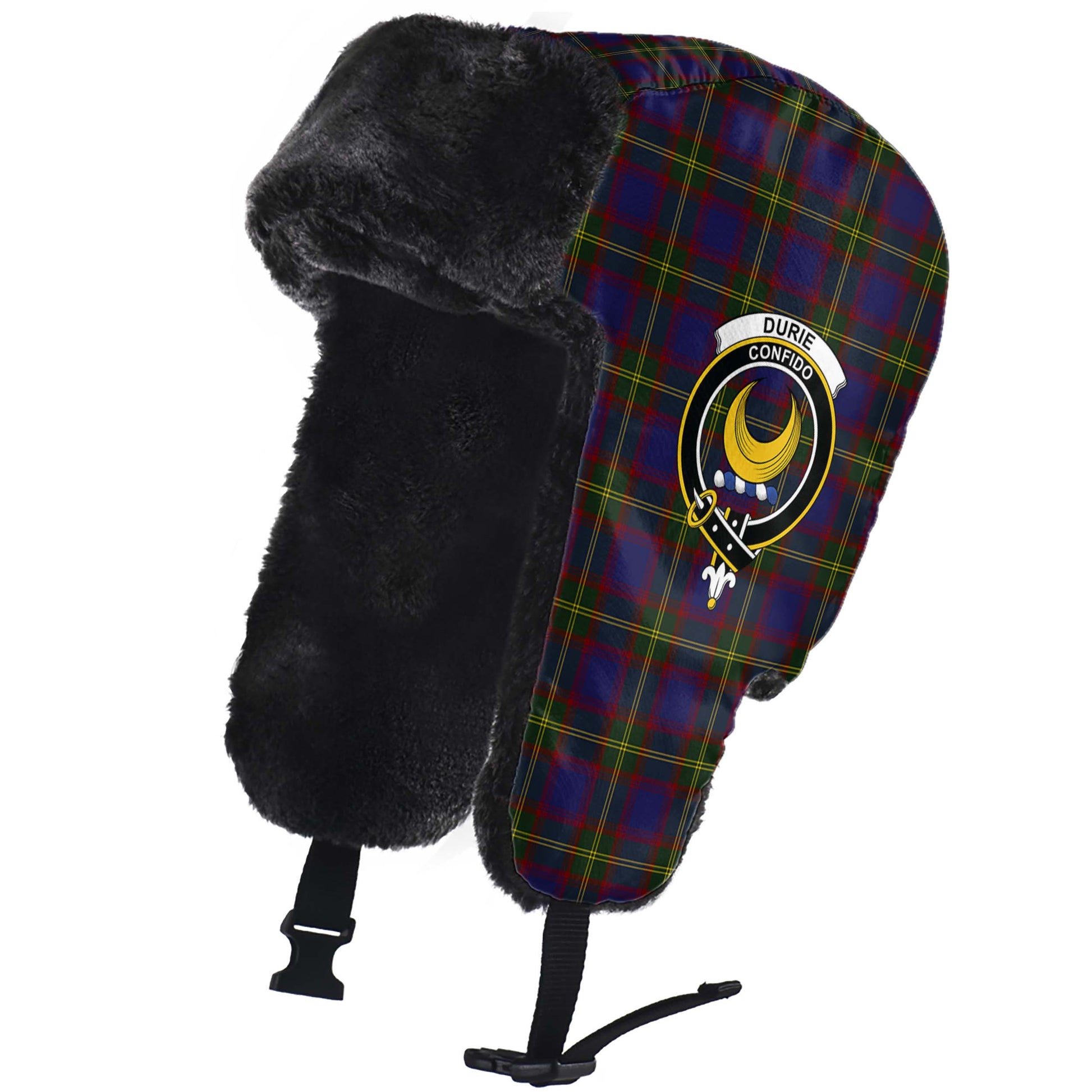 Durie Tartan Winter Trapper Hat with Family Crest - Tartan Vibes Clothing