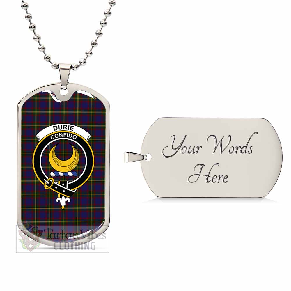 Durie Tartan Dog Tag Necklace with Family Crest Silver Yes - Tartan Vibes Clothing