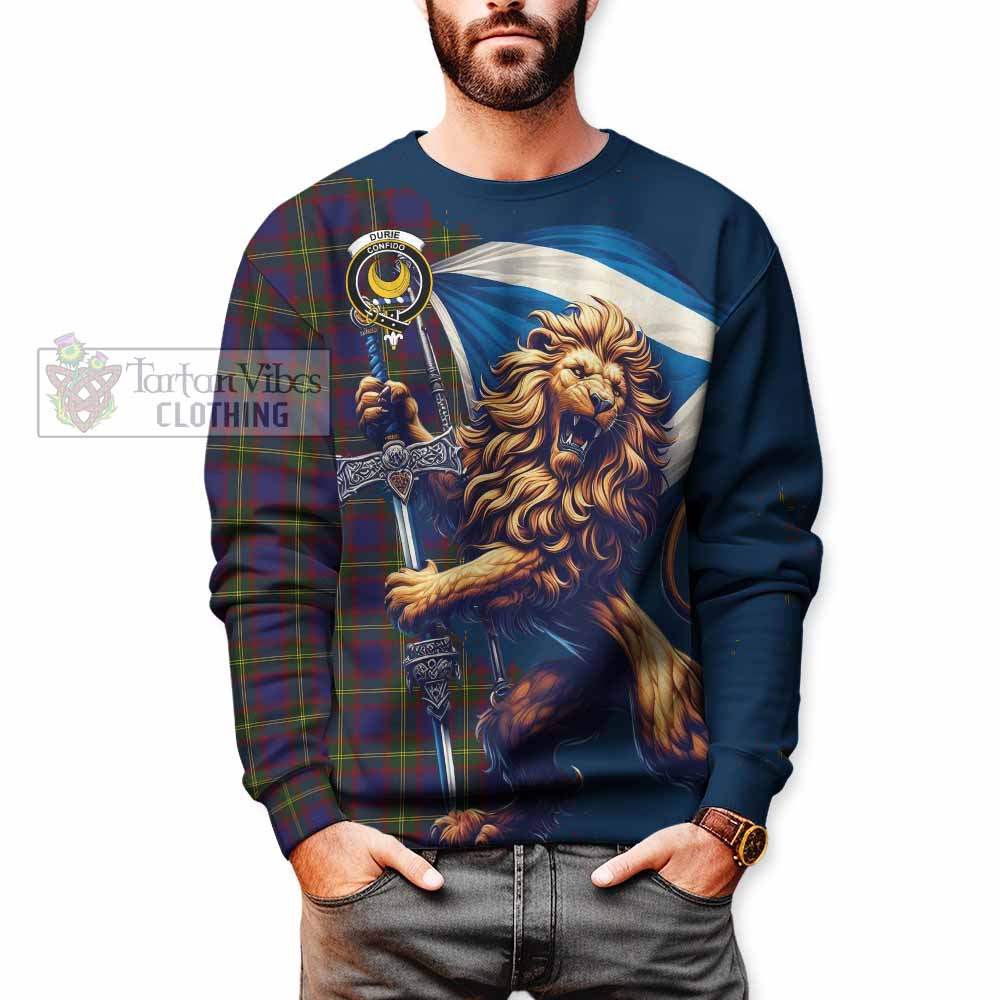 Durie Tartan Family Crest Sweatshirt with Scottish Majestic Lion - Tartan Vibes Clothing
