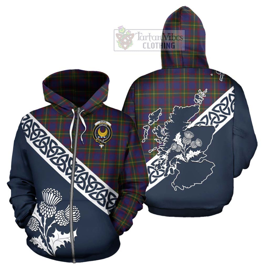 Durie Tartan Hoodie Featuring Thistle and Scotland Map - Tartan Vibes Clothing