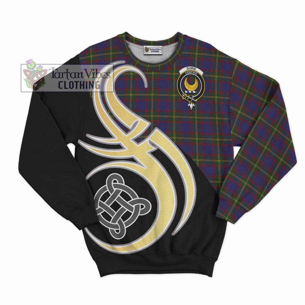 Durie Tartan Sweatshirt with Family Crest and Celtic Symbol Style - Tartan Vibes Clothing