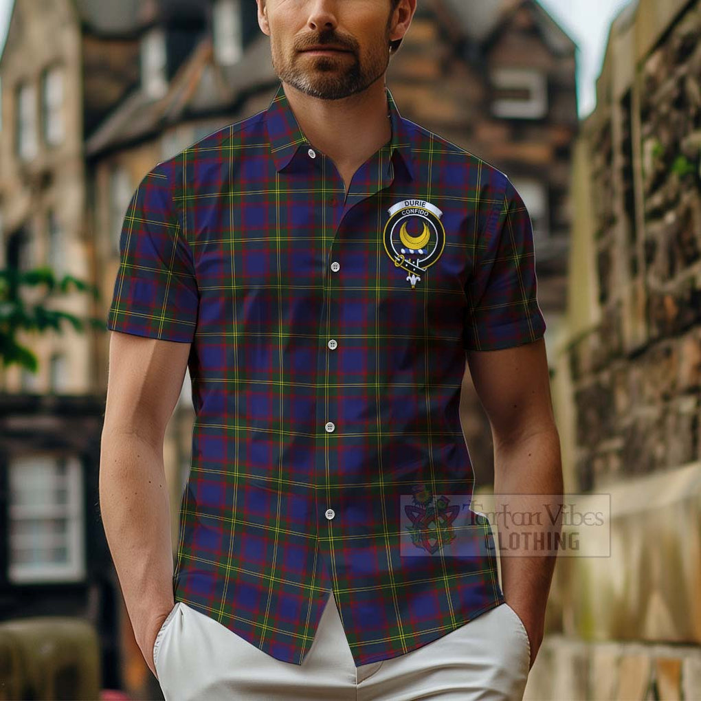 Durie Tartan Hawaiian Shirt with Family Crest Celtic Skull Style - Tartan Vibes Clothing