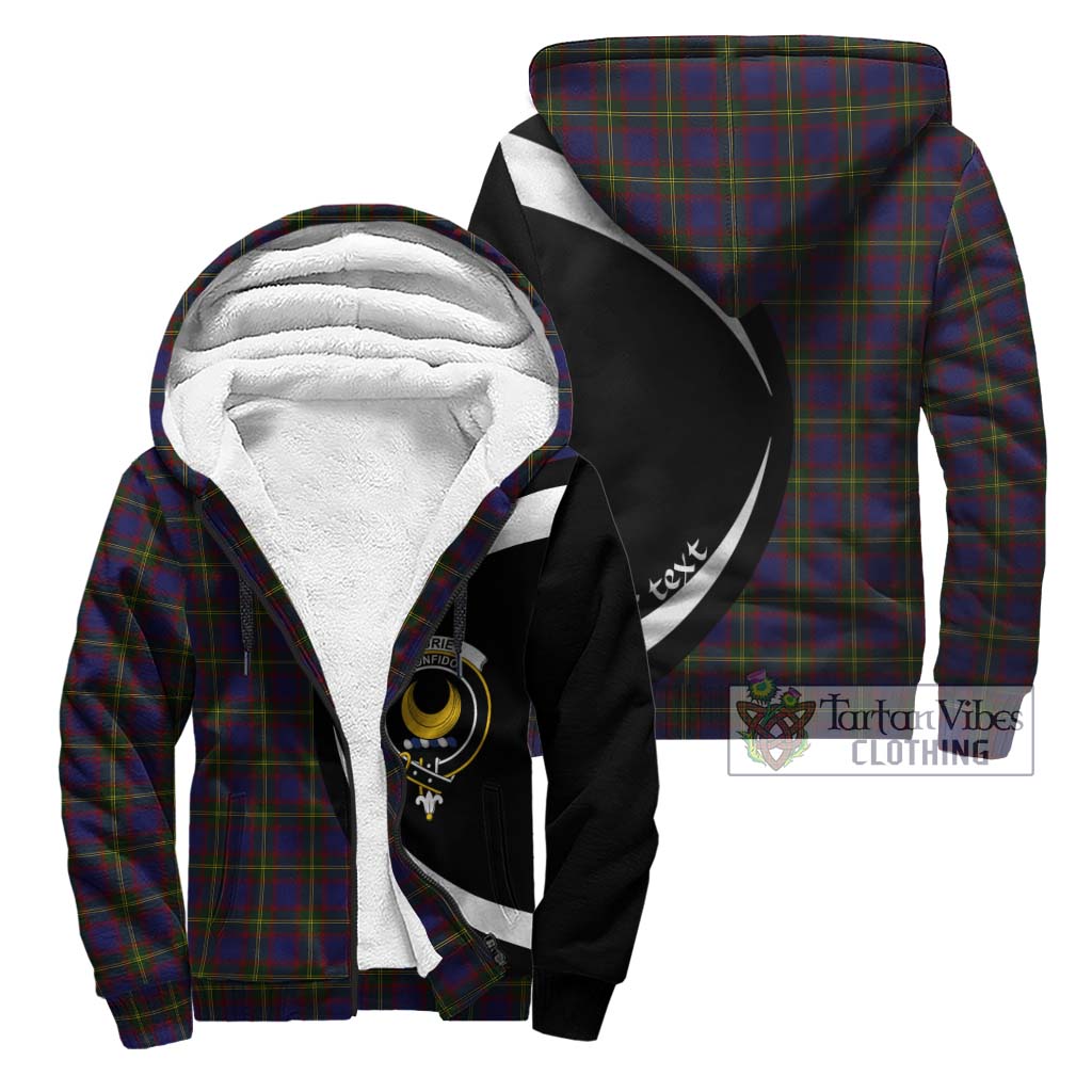Durie Tartan Sherpa Hoodie with Family Crest Circle Style Unisex - Tartan Vibes Clothing
