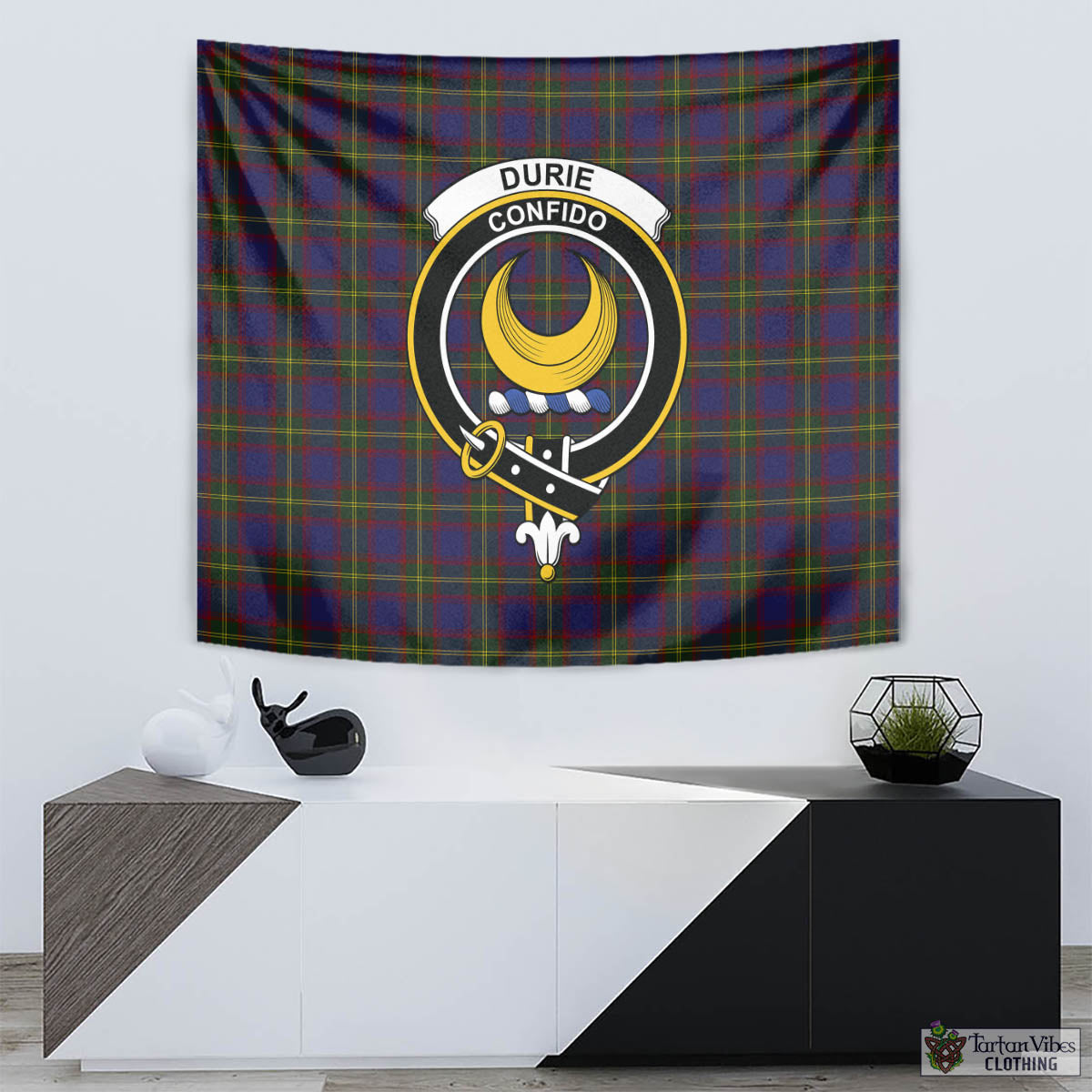 Durie Tartan Tapestry Wall Hanging and Home Decor for Room with Family Crest - Tartan Vibes Clothing