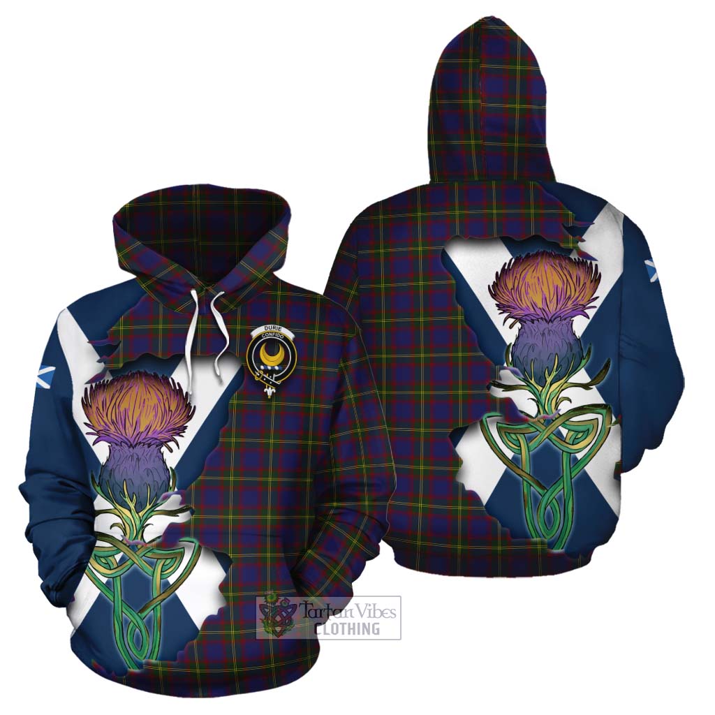 Tartan Vibes Clothing Durie Tartan Family Crest Cotton Hoodie Scottish Thistle Celtic Inspired