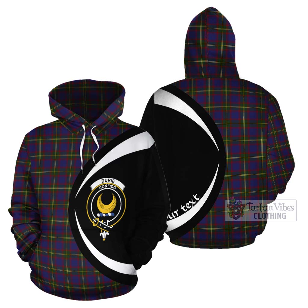 Durie Tartan Cotton Hoodie with Family Crest Circle Style Zip Hoodie - Tartan Vibes Clothing