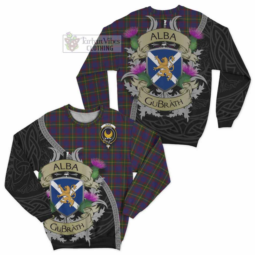 Durie Tartan Family Crest Sweatshirt Lion Rampant Royal Thistle Shield Celtic Inspired - Tartan Vibes Clothing