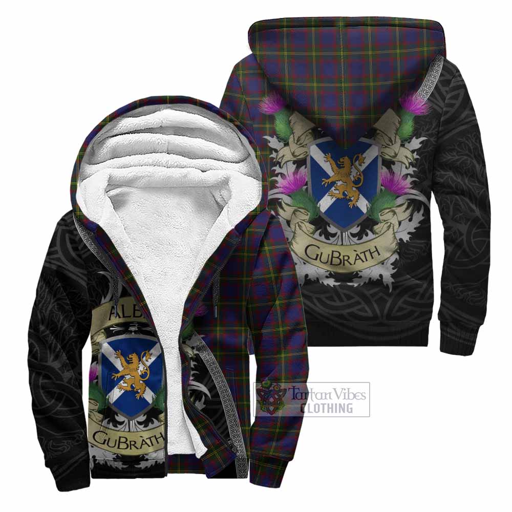 Tartan Vibes Clothing Durie Tartan Family Crest Sherpa Hoodie Lion Rampant Royal Thistle Shield Celtic Inspired