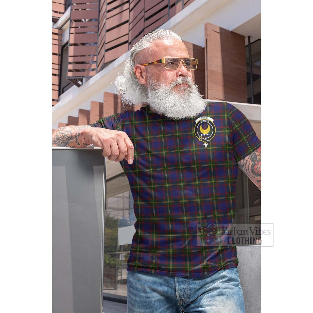 Durie Tartan Cotton T-shirt with Family Crest Celtic Skull Style - Tartan Vibes Clothing