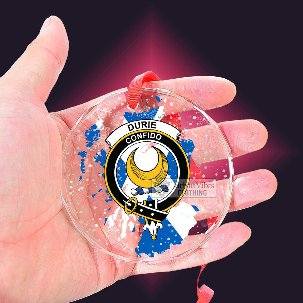 Durie Clan Crest Christmas Glass Ornament with Scotland Map - 2D-tartanvibesclothing