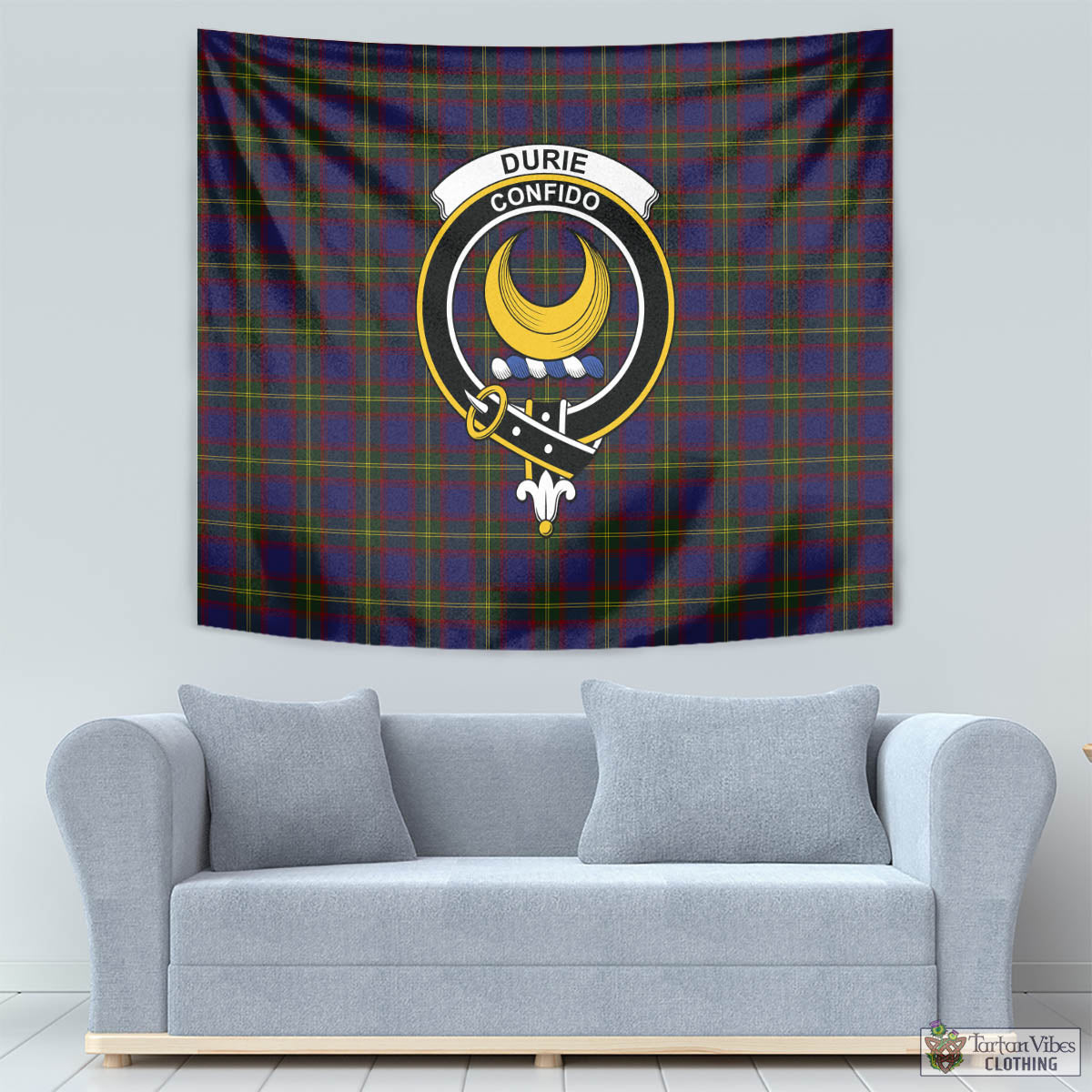 Durie Tartan Tapestry Wall Hanging and Home Decor for Room with Family Crest - Tartan Vibes Clothing