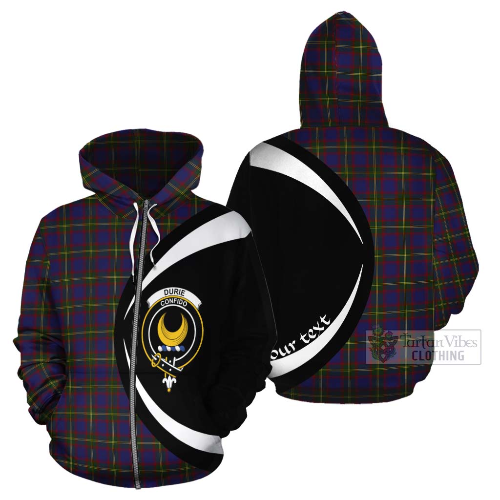 Durie Tartan Cotton Hoodie with Family Crest Circle Style - Tartan Vibes Clothing