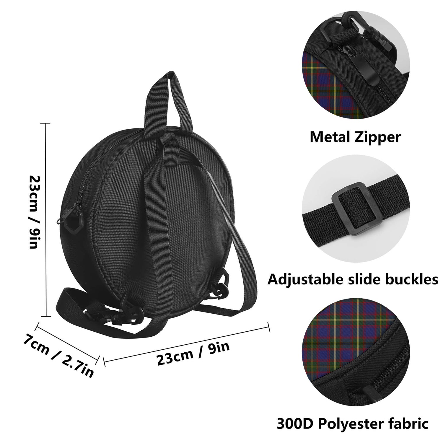 Durie Tartan Round Satchel Bags with Family Crest - Tartan Vibes Clothing