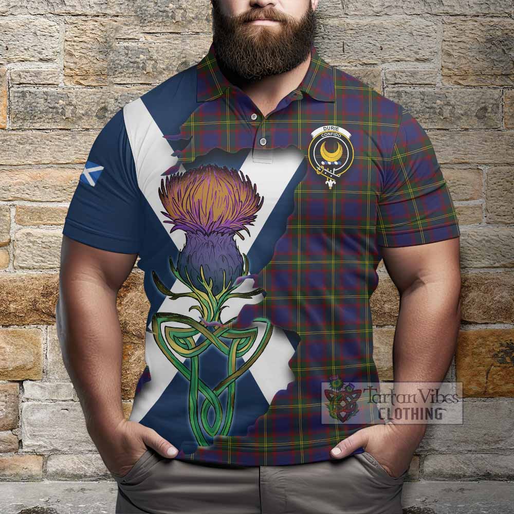 Durie Tartan Family Crest Polo Shirt Scottish Thistle Celtic Inspired - Tartan Vibes Clothing