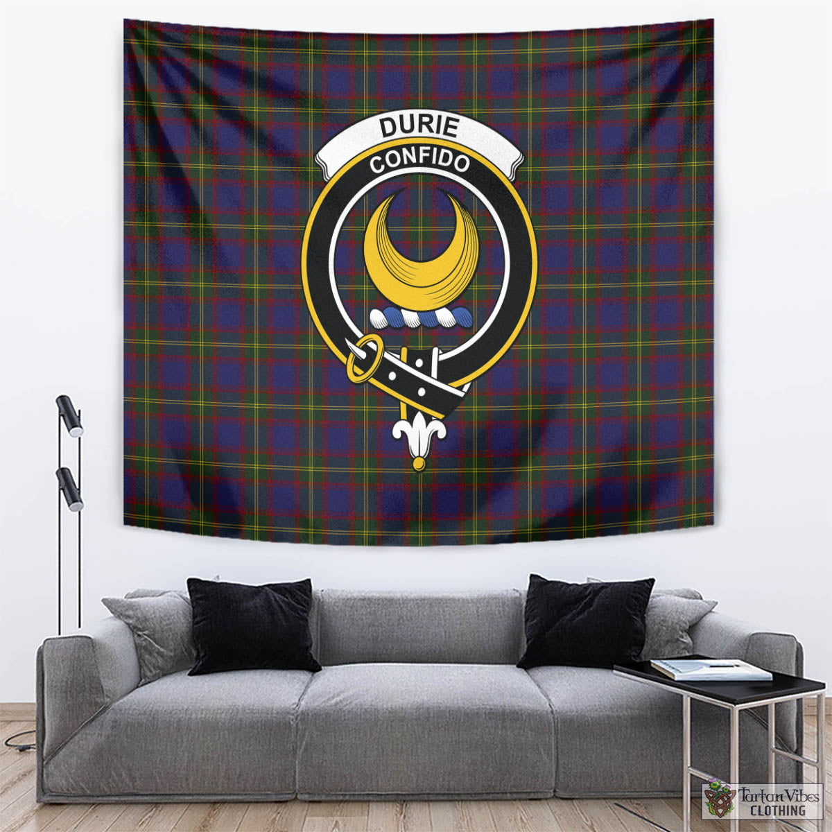 Durie Tartan Tapestry Wall Hanging and Home Decor for Room with Family Crest - Tartan Vibes Clothing