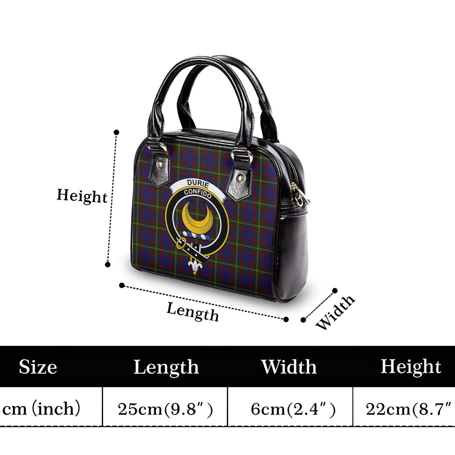 Durie Tartan Shoulder Handbags with Family Crest - Tartan Vibes Clothing