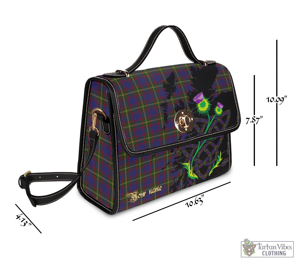 Tartan Vibes Clothing Durie Tartan Waterproof Canvas Bag with Scotland Map and Thistle Celtic Accents