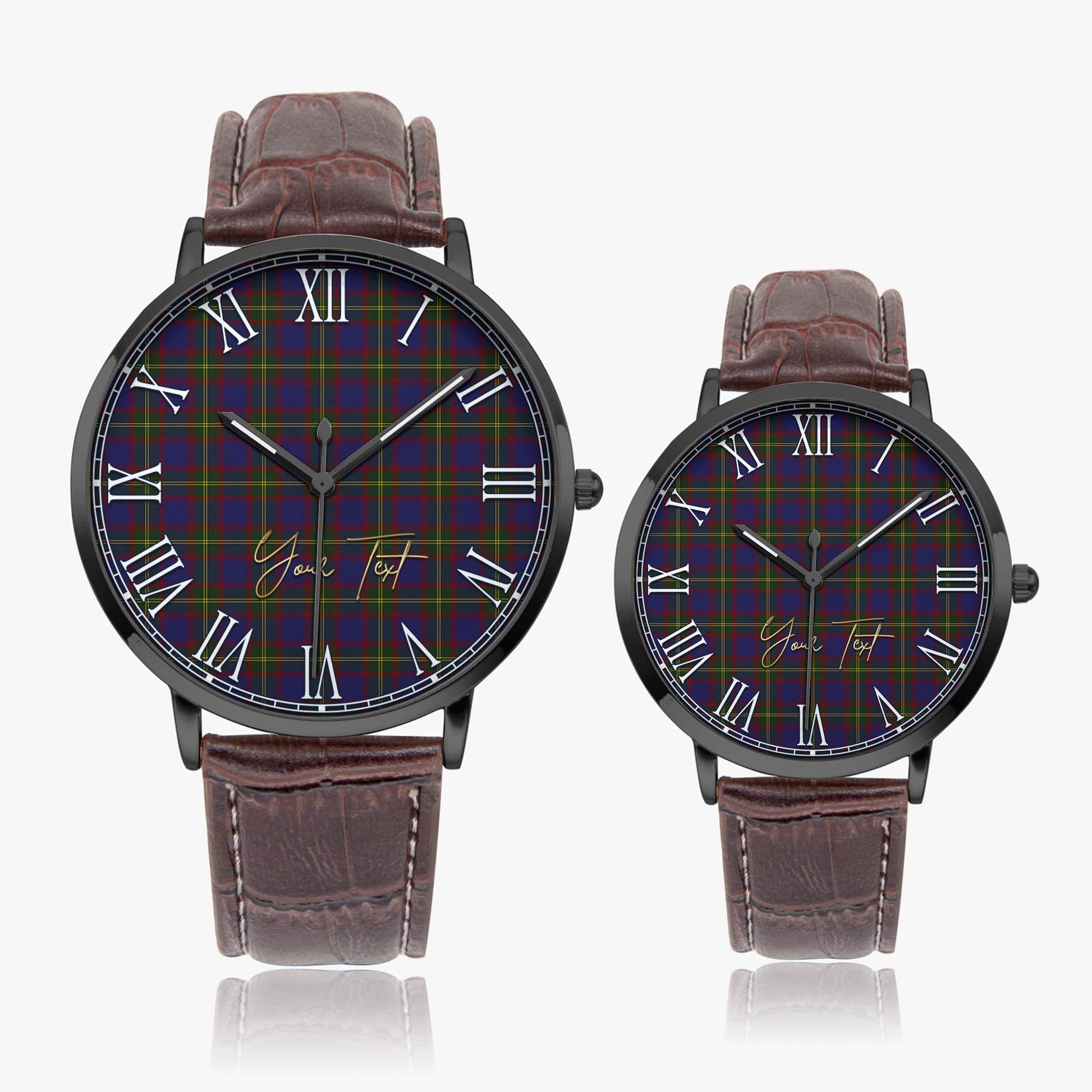 Durie Tartan Personalized Your Text Leather Trap Quartz Watch - Tartan Vibes Clothing