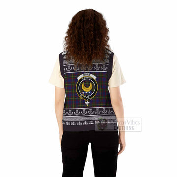 Durie Clan Tartan Christmas Knitted V-Neck Vest with Family Crest - Tartan Vibes Clothing