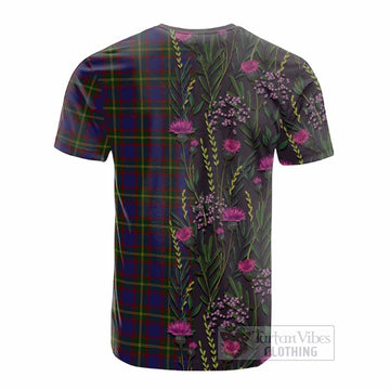 Durie Family Crest Tartan Cotton T-shirt Scottish Thistle Flower Pattern Half Style - Tartan Vibes Clothing