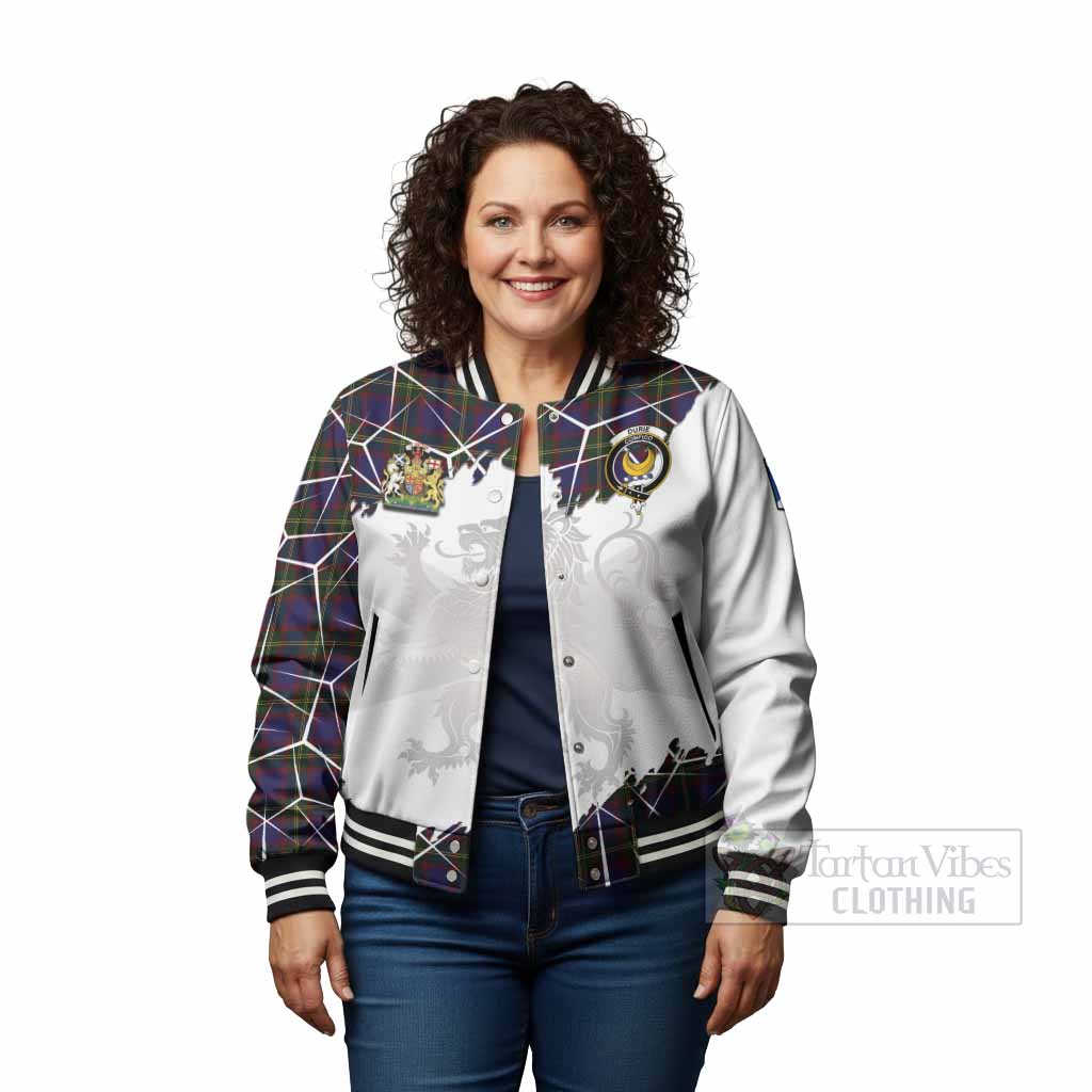Durie Tartan Baseball Jacket with Family Crest and Lion Rampant Grunge Style