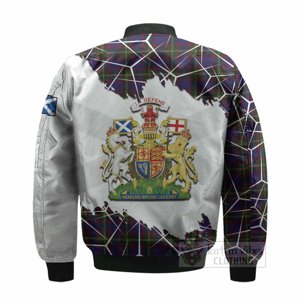 Durie Tartan Bomber Jacket with Family Crest and Lion Rampant Grunge Style