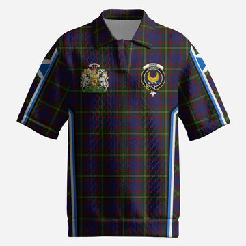 Durie Tartan Crest Men’s Polo Sweater Top Scotland Coat of Arm Flag Style