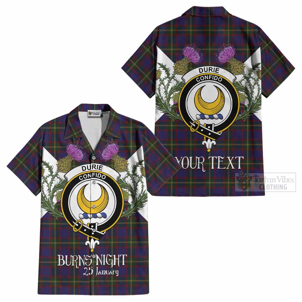 Durie Tartan Family Crest Cotton Hawaiian Shirt Scottish Burns Night Thistle Floral