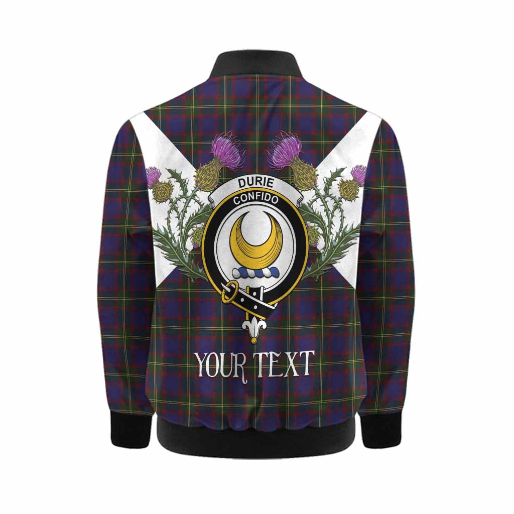 Durie Tartan Family Crest Kid Bomber Jacket Scottish Burns Night Thistle Floral