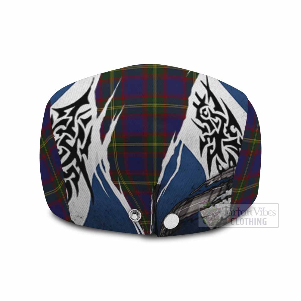 Durie Tartan Flat Cap, Jeff Cap Scotland Flag Ripped Tribal Design