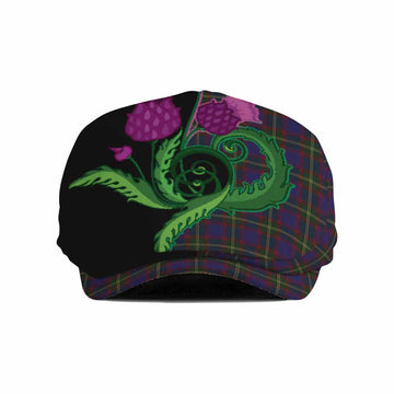 Durie Tartan Flat Cap, Jeff Cap Traditional Scottish Thistle