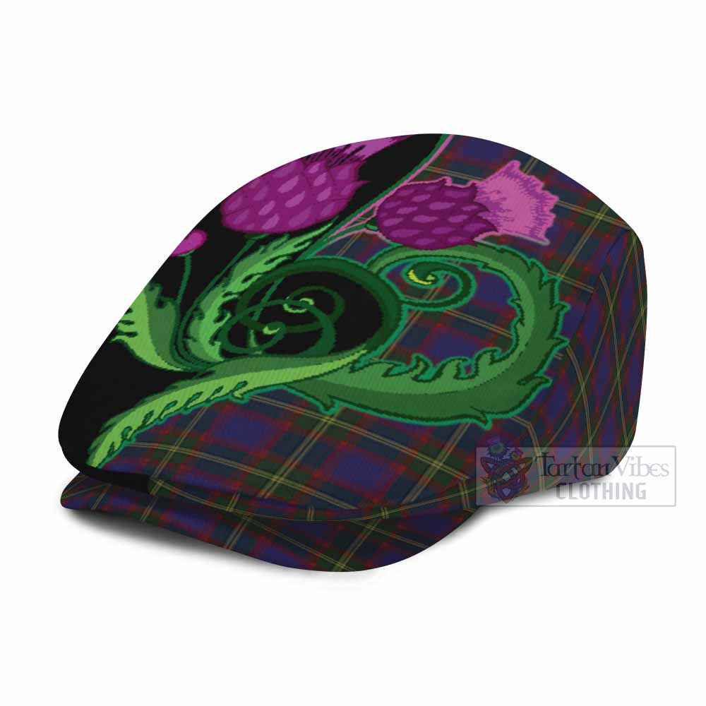 Durie Tartan Flat Cap, Jeff Cap Traditional Scottish Thistle