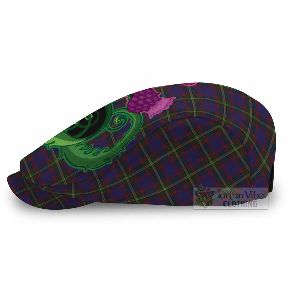 Durie Tartan Flat Cap, Jeff Cap Traditional Scottish Thistle