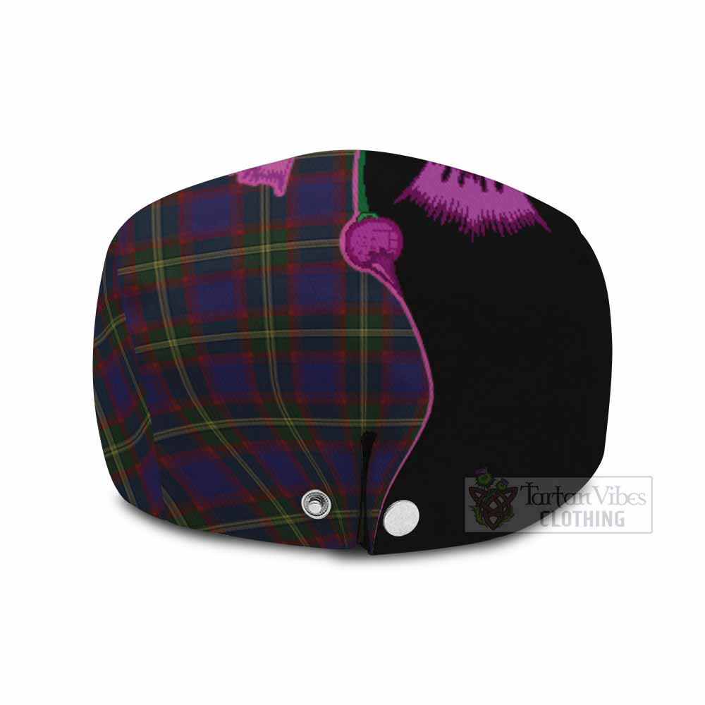 Durie Tartan Flat Cap, Jeff Cap Traditional Scottish Thistle